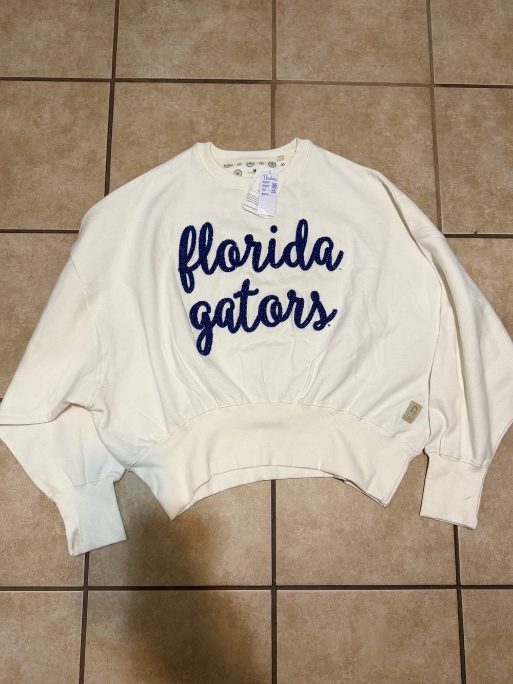 Women's Pressbox Cream Florida Gators Chelsea Oversized Pullover Sweatshirt